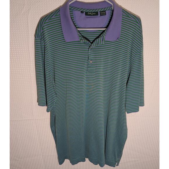 Bobby Jones XXL Polo Shirt Purple Green Stripe Pima Cotton Peruvian Golf Mens - Picture 1 of 5